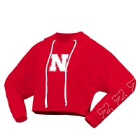 Women's Spirit Jersey Scarlet Nebraska Huskers Oversized Cropped Pullover Hoodie