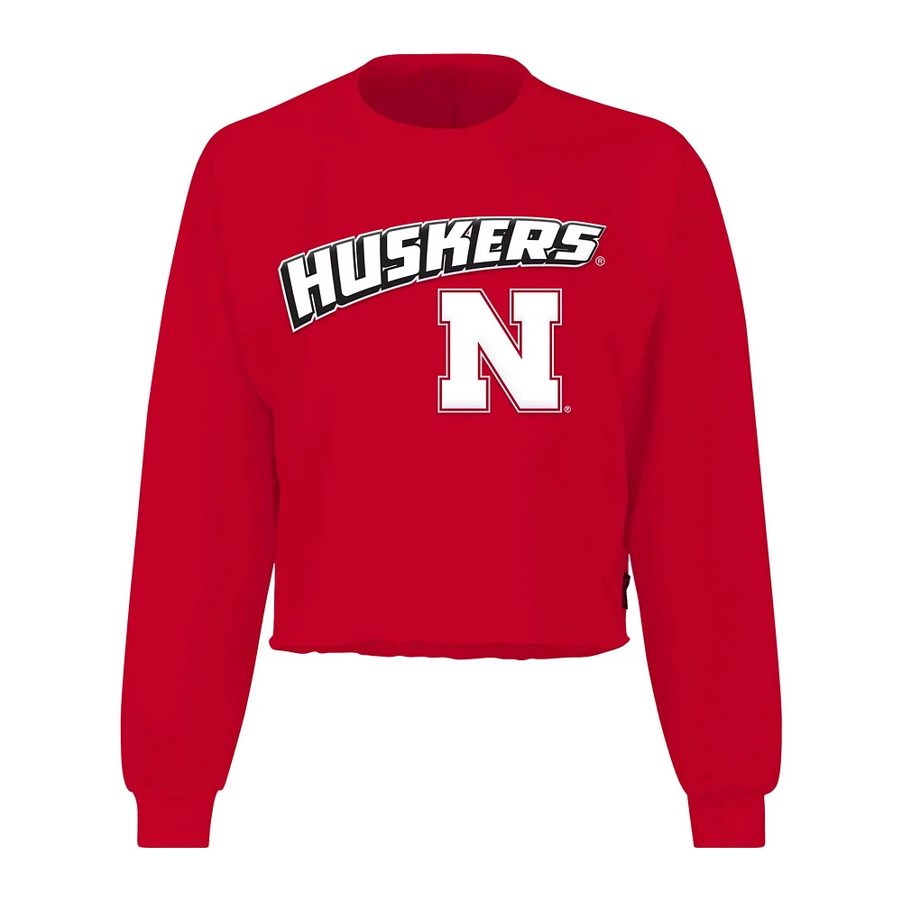 Spirit Jersey Scarlet Nebraska Huskers T-shirt court ample à manches longues pour femme