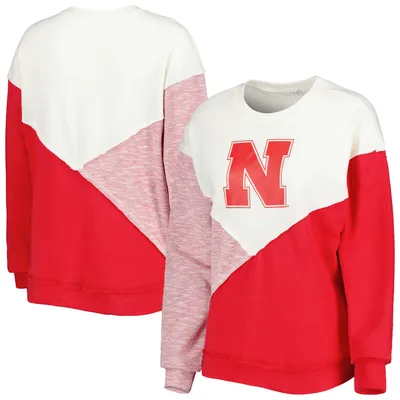 Nebraska Huskers Touch Women's Star Player Pieced Pullover Sweatshirt - Cream/Scarlet