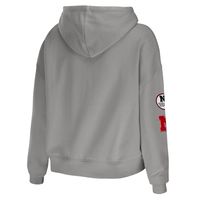 Women's WEAR by Erin Andrews Gray Nebraska Huskers Mixed Media Cropped Pullover Hoodie