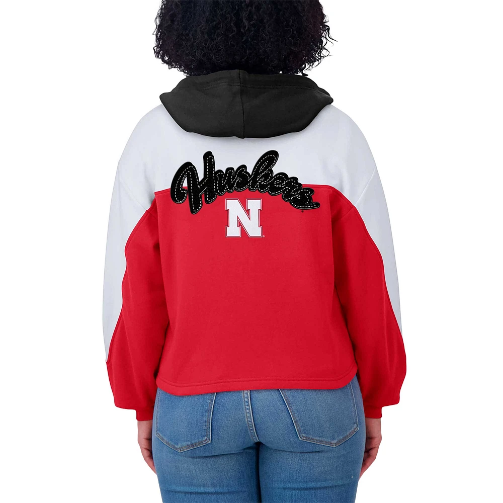 Sweat à capuche zippé color-block Scarlet Nebraska Huskers pour femme WEAR by Erin Andrews