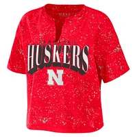 Women's WEAR by Erin Andrews Scarlet Nebraska Huskers Splatter T-Shirt