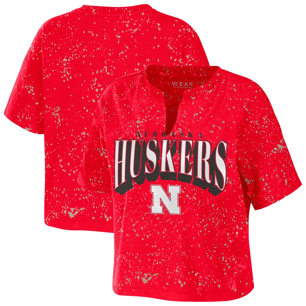 Women's WEAR by Erin Andrews Scarlet Nebraska Huskers Splatter T-Shirt