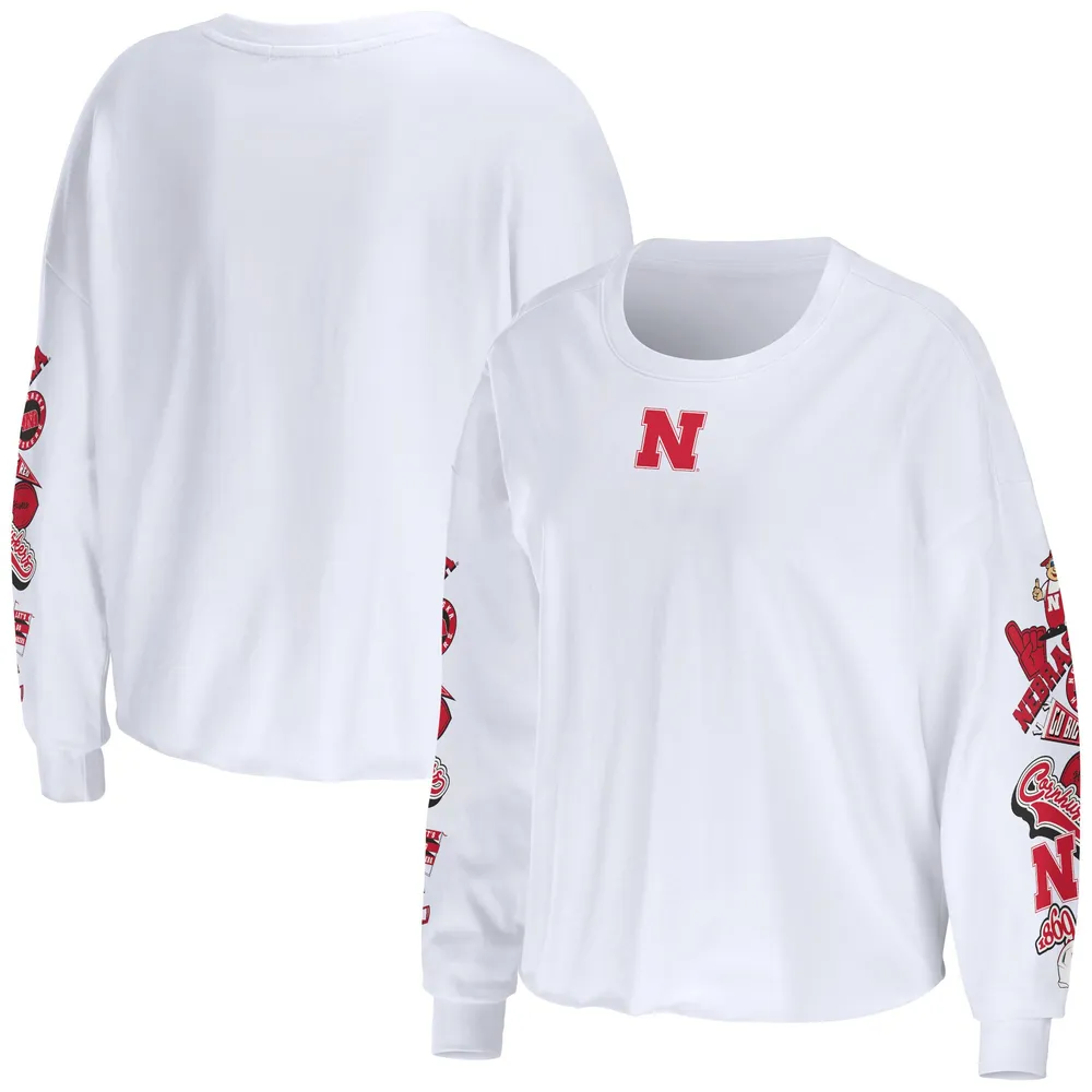 Women's Scarlet Nebraska Huskers Jumbo Print Spirit Jersey Long