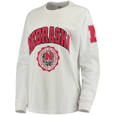 T-shirt à manches longues Edith des Huskers du Nebraska blanc pour femme