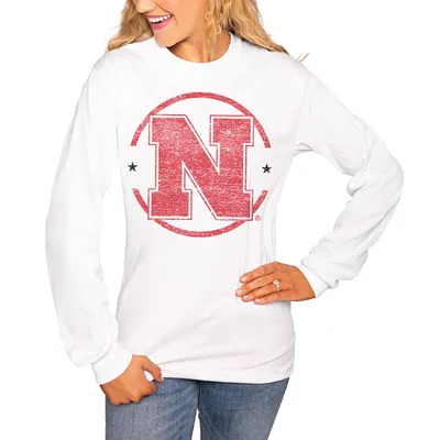 Nebraska Huskers Women's End Zone Long Sleeve T-Shirt - White