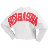 Women's White Nebraska Huskers Laurels Crop Long Sleeve T-Shirt