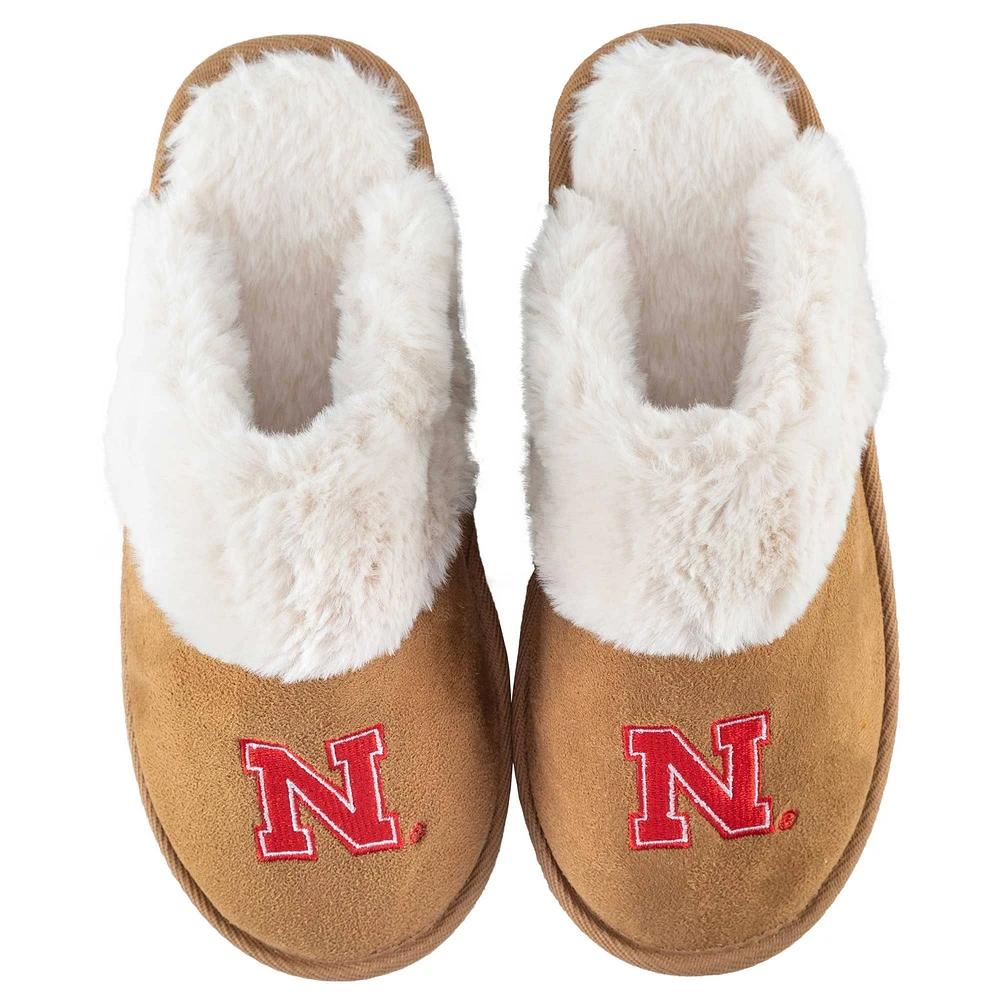 ZooZatz Nebraska Huskers, pantoufles en fausse fourrure pour femmes