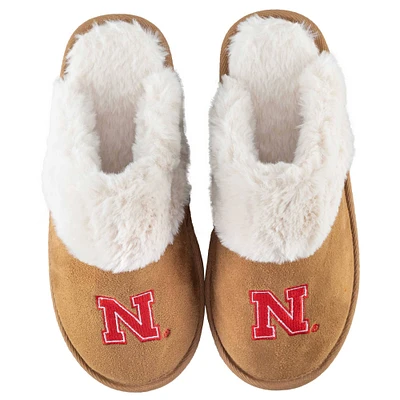 ZooZatz Nebraska Huskers, pantoufles en fausse fourrure pour femmes