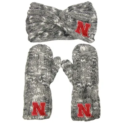 Nebraska Huskers ZooZatz Women's Logo Marled Headband and Mitten Set