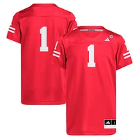 Youth adidas #1 Scarlet Nebraska Huskers Replica Jersey