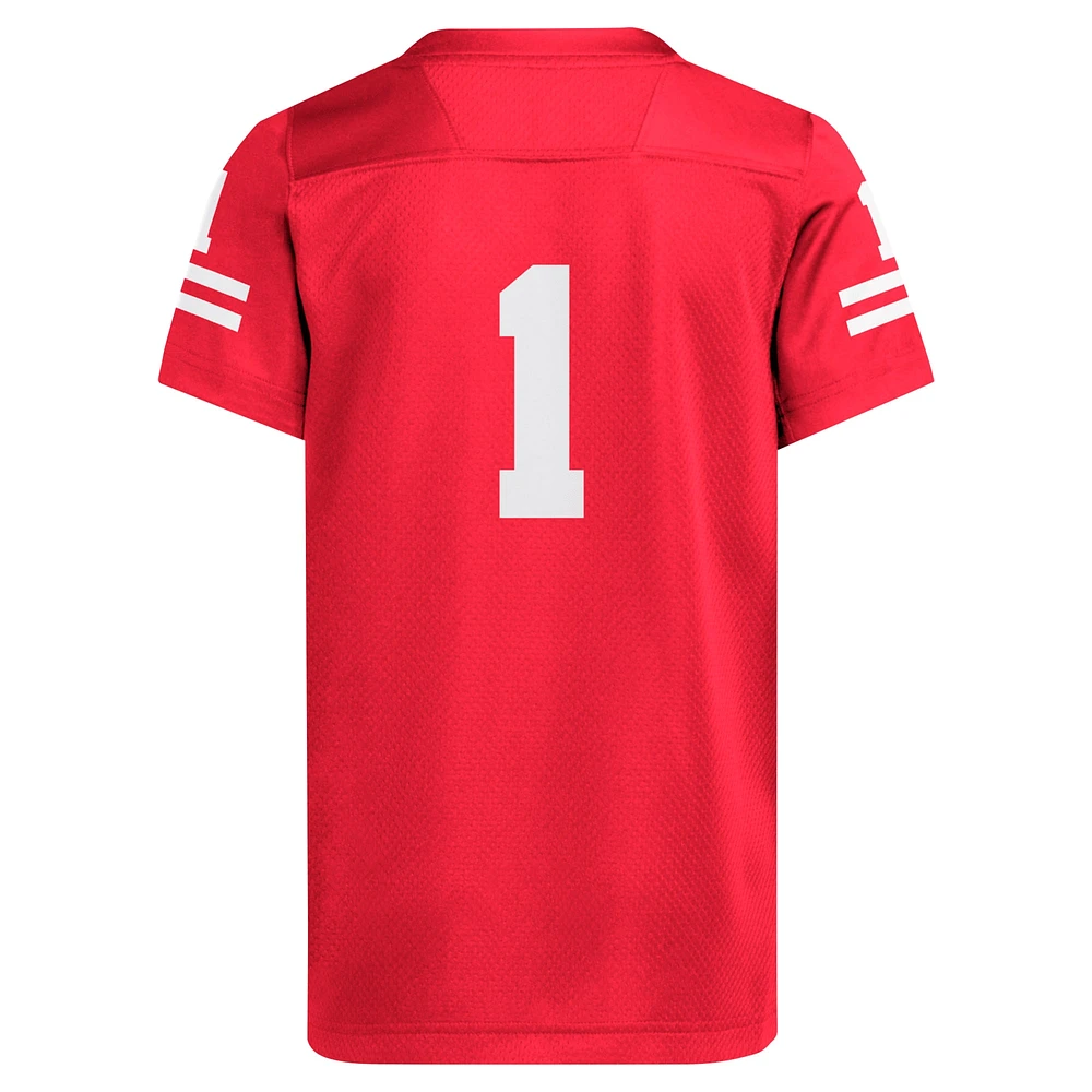 Youth adidas #1 Scarlet Nebraska Huskers Replica Jersey