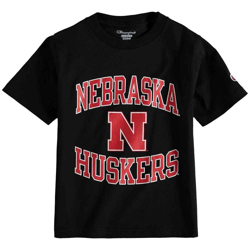 T-shirt Champion du Nebraska Huskers Circling Team noir pour jeune