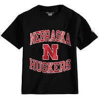 T-shirt Champion du Nebraska Huskers Circling Team noir pour jeune
