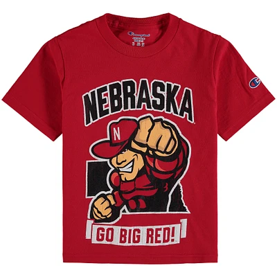 Champion de la jeunesse Scarlet Nebraska Huskers Strong Mascot T-shirt