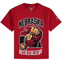 Champion de la jeunesse Scarlet Nebraska Huskers Strong Mascot T-shirt