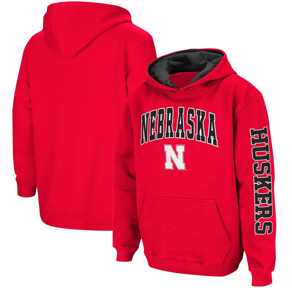 Youth Colosseum Scarlet Nebraska Huskers 2-Hit Team Pullover Hoodie