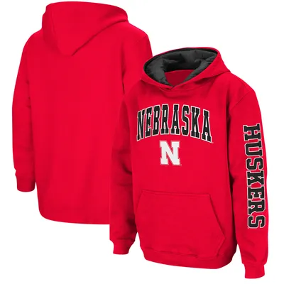 Nebraska Huskers Colosseum Youth 2-Hit Team Pullover Hoodie - Scarlet