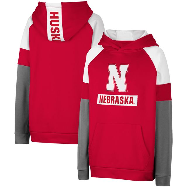 Chandail à capuchon Colosseum Scarlet Nebraska Huskers couleurs contrastées pour jeune