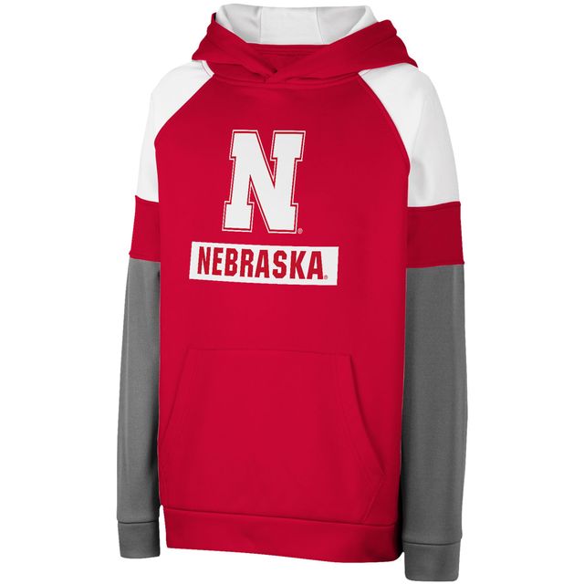 Chandail à capuchon Colosseum Scarlet Nebraska Huskers couleurs contrastées pour jeune