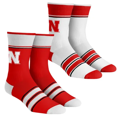 Nebraska Huskers Rock Em Socks Youth Multi-Stripe 2-Pack Team Crew Sock Set