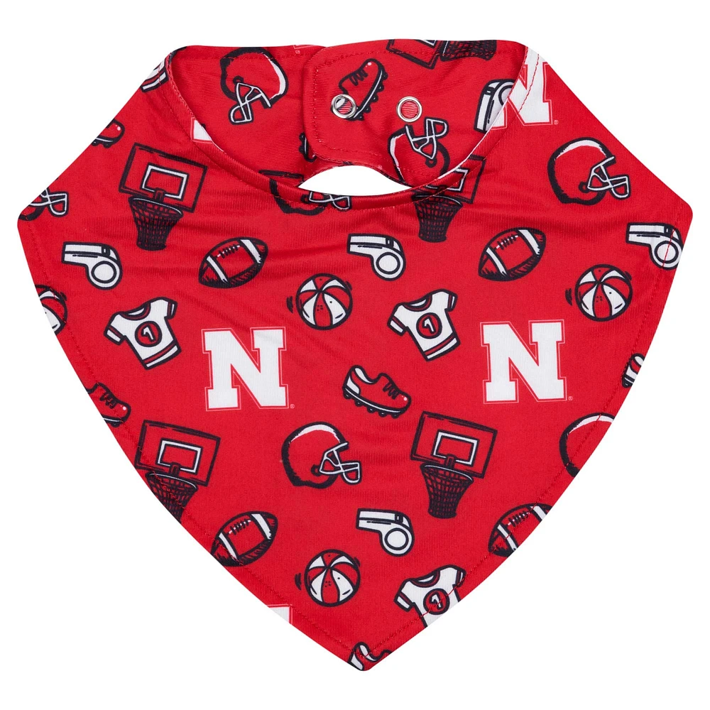 Bavoir pour bébé ZooZatz Scarlet Nebraska Huskers à imprimé intégral