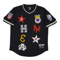 New York Black Yankees Rings & Crwns Mesh Replica V-Neck Jersey - Black