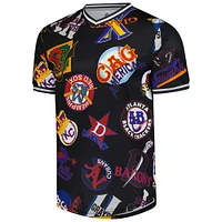Men's Stitches Black Negro League Baseball Allover Print V-Neck Jersey