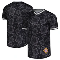 Maillot de baseball à col en V avec imprimé intégral Stitches Black Negro League pour homme