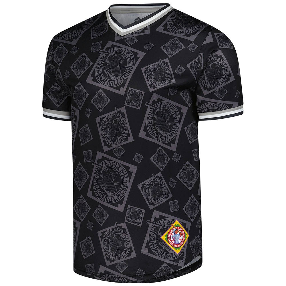 Maillot de baseball à col en V avec imprimé intégral Stitches Black Negro League pour homme