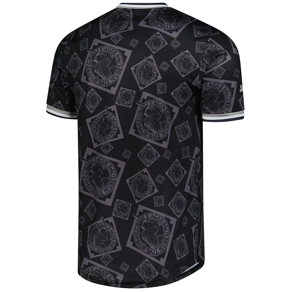 Maillot de baseball à col en V avec imprimé intégral Stitches Black Negro League pour homme