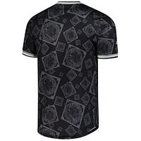 Maillot de baseball à col en V avec imprimé intégral Stitches Black Negro League pour homme
