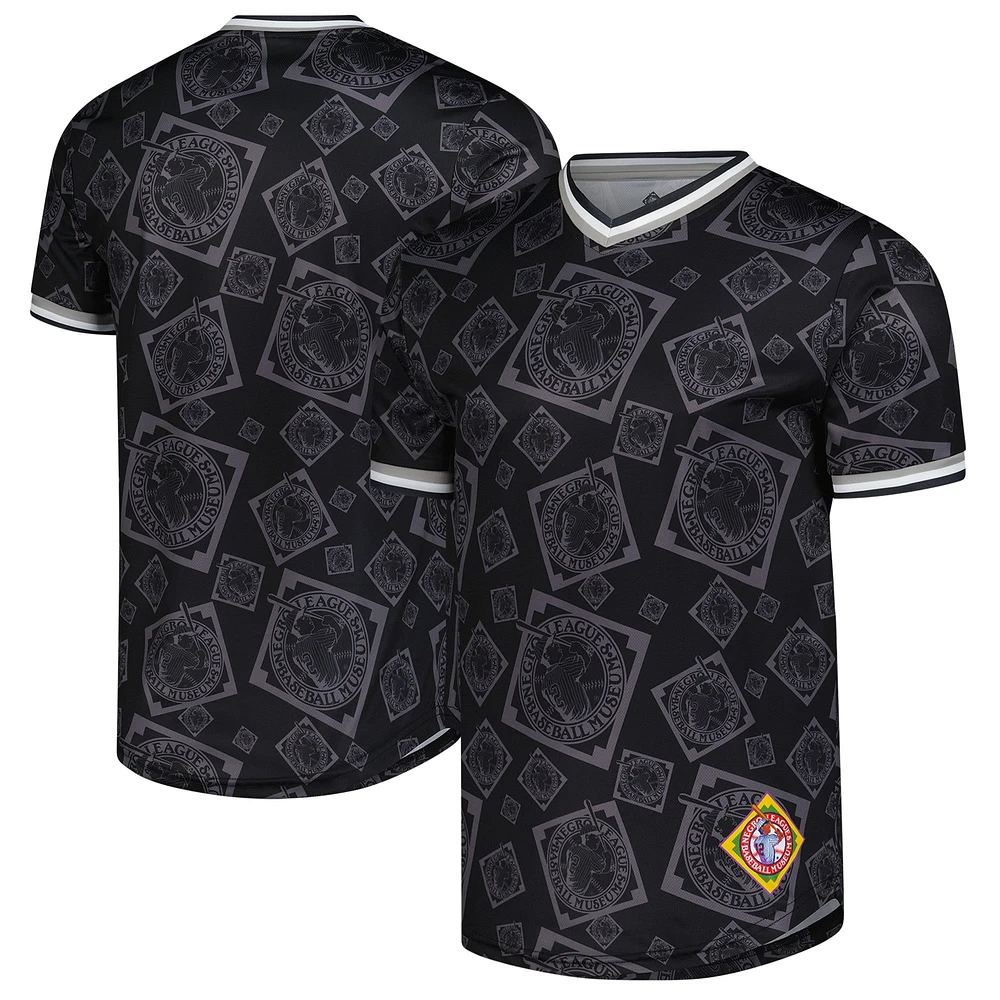 Maillot de baseball à col en V avec imprimé intégral Stitches Black Negro League pour homme