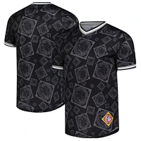 Maillot de baseball à col en V avec imprimé intégral Stitches Black Negro League pour homme