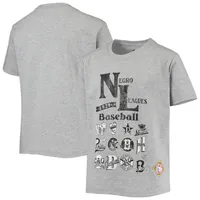 T-shirt imprimé sur l'ensemble de la Ligue Negro League Baseball gris chiné Stitches pour jeune