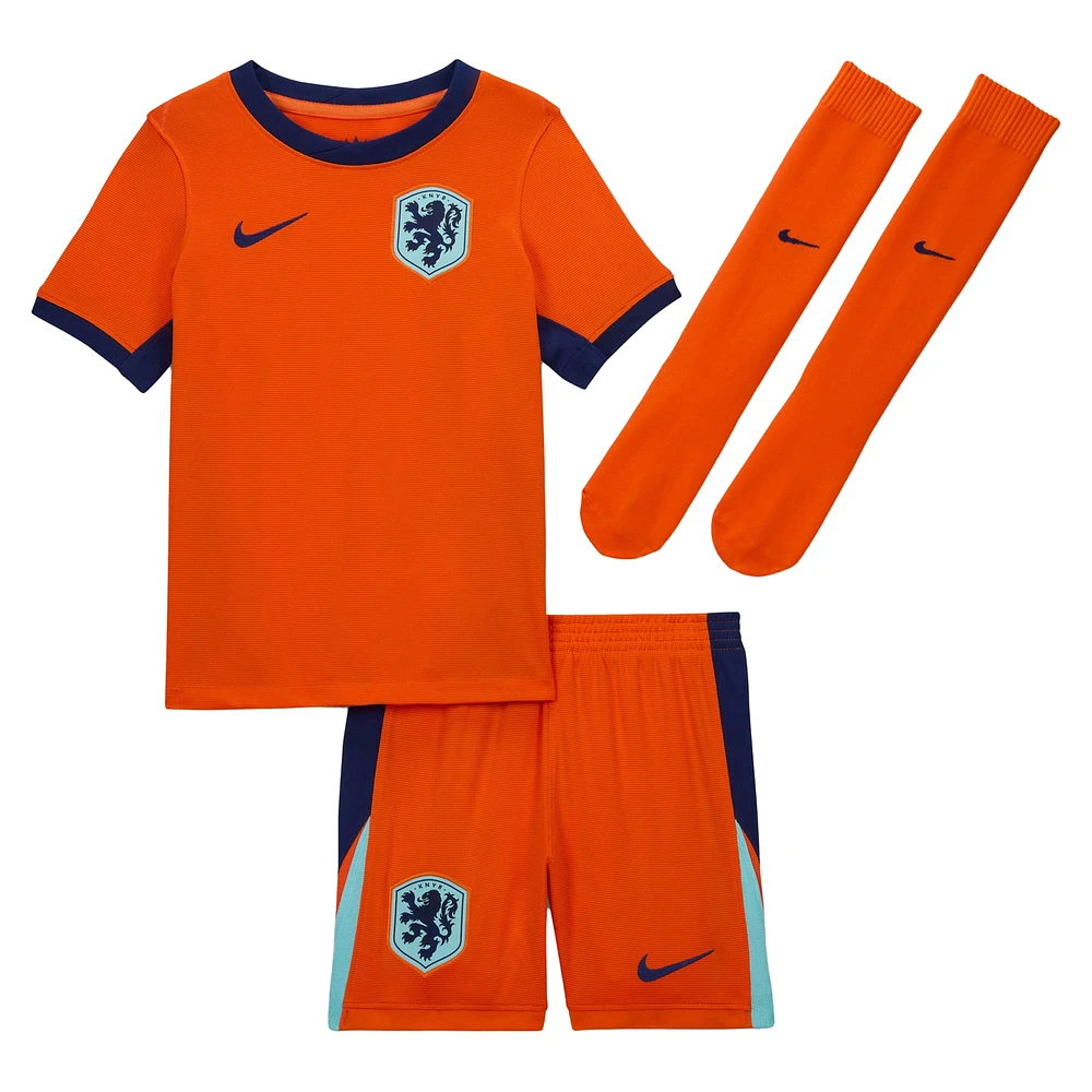 Ensemble de kit stade réplique à domicile l'équipe nationale des Pays-Bas Nike orange pour enfants d'âge préscolaire 2024