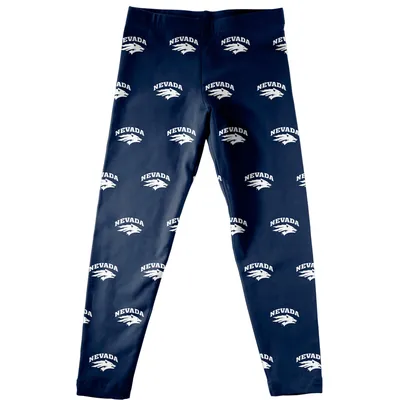 Nevada Wolf Pack Girls Youth All Over Print Leggings - Navy