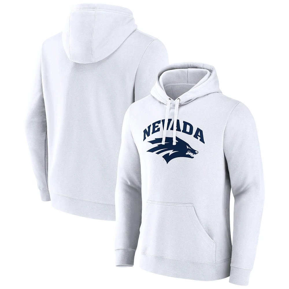 Men's Fanatics  White Nevada Wolf Pack Primary Logo Pullover Hoodie