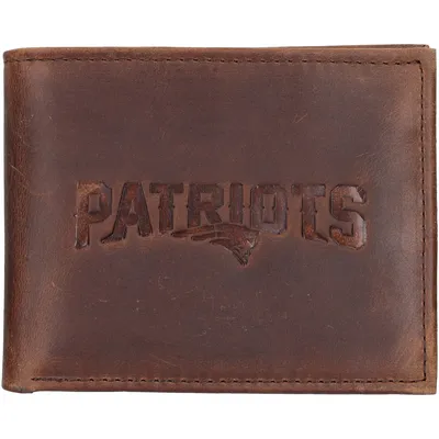 New England Patriots Bifold Leather Wallet - Brown
