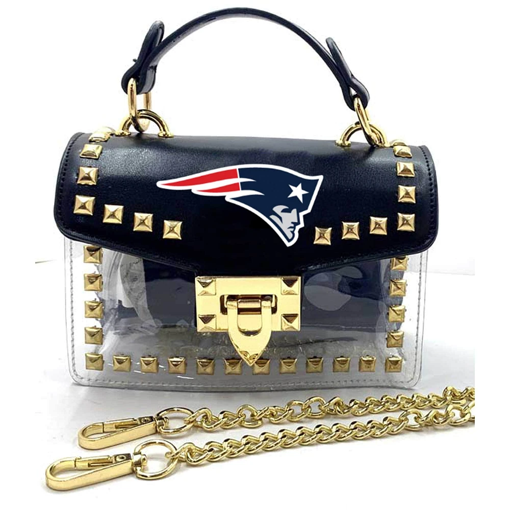 Cuce New England Patriots Studded Clear Crossbody Purse