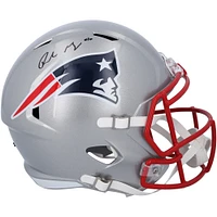 Drake Maye New England Patriots dédicacé 2024 NFL Draft Premier tour Pick Riddell Speed ​​Replica Casque