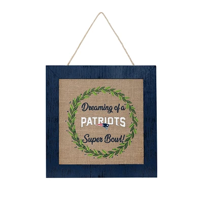 FOCO New England Patriots Panneau en toile de jute double face 12 po