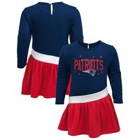 Girls Infant Navy/Red New England Patriots Heart to Jersey Tri-Blend Dress