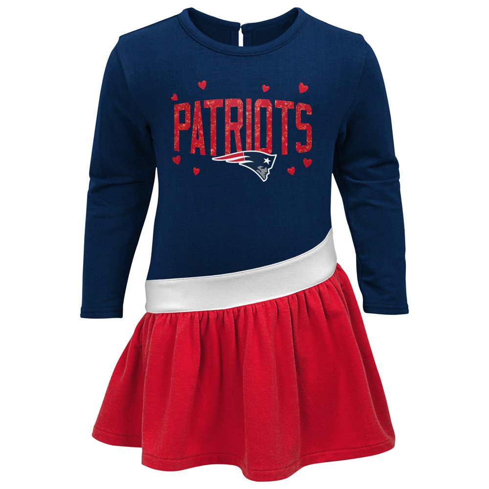 Girls Infant Navy/Red New England Patriots Heart to Jersey Tri-Blend Dress