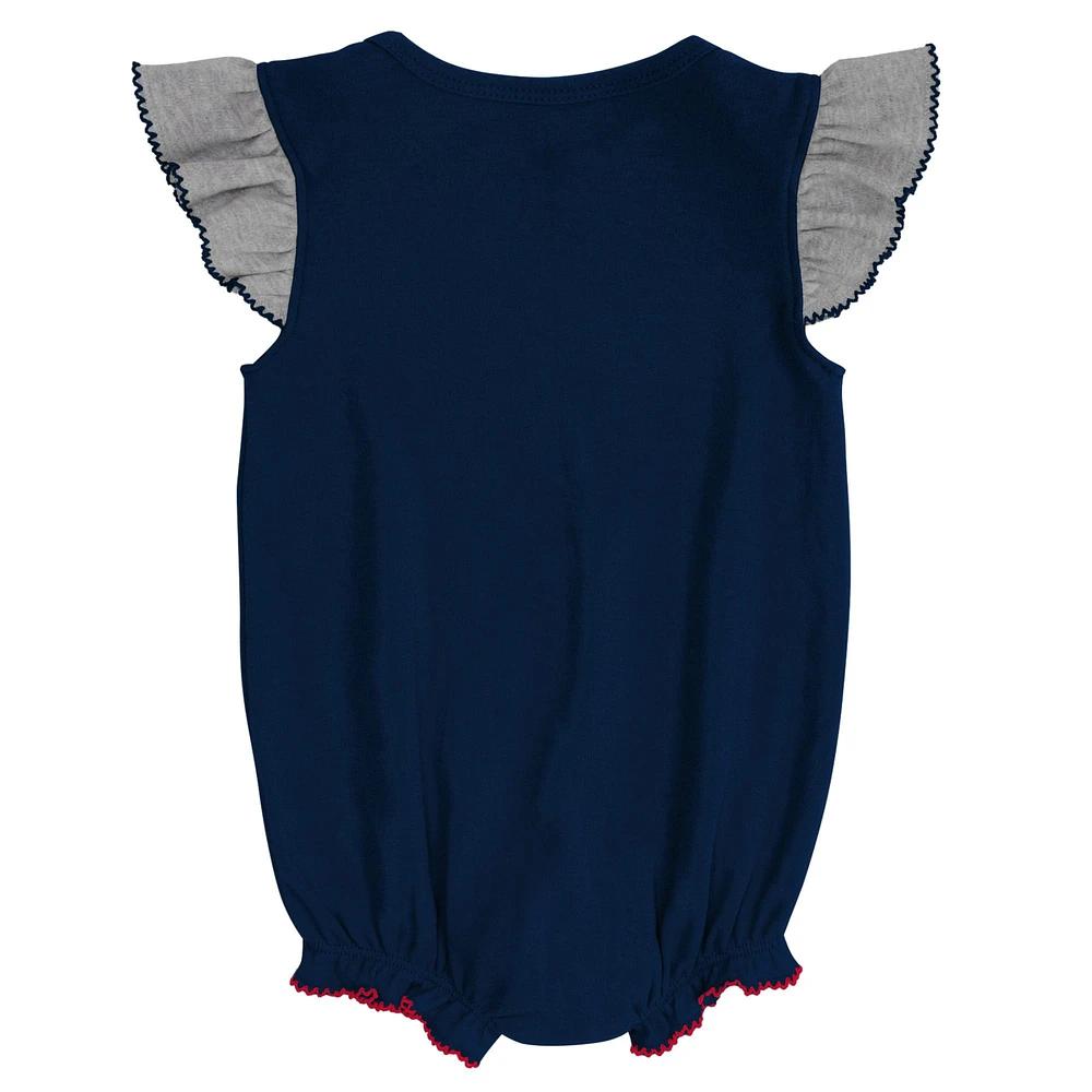 Girls Newborn & Infant Navy/Heathered Gray New England Patriots All The Love Bodysuit Bib Booties Set