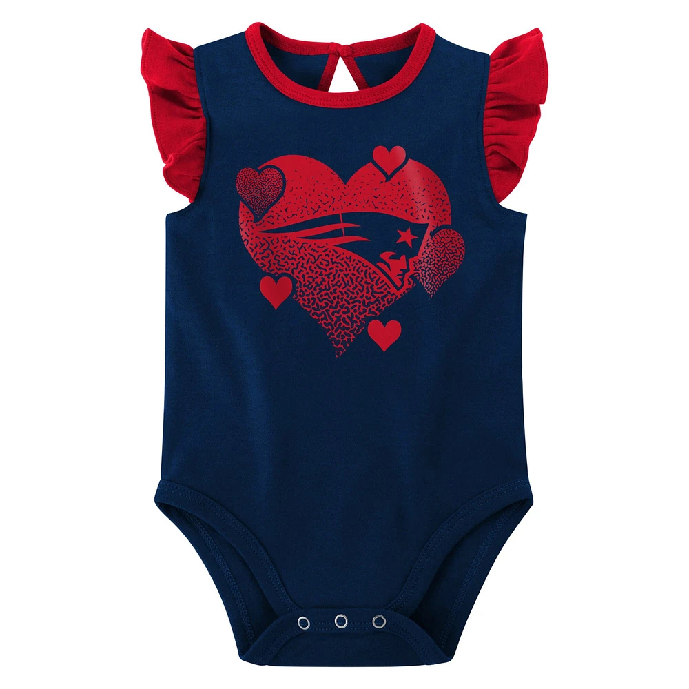 Girls Newborn & Infant Navy/Red New England Patriots Spread the Love 2-Pack Bodysuit Set