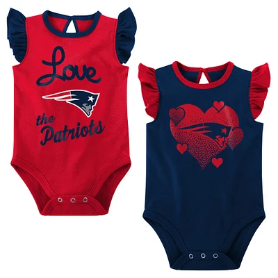 Girls Newborn & Infant Navy/Red New England Patriots Spread the Love 2-Pack Bodysuit Set