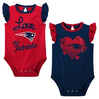 Girls Newborn & Infant Navy/Red New England Patriots Spread the Love 2-Pack Bodysuit Set