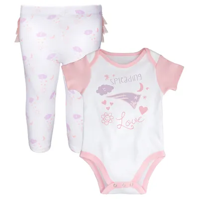 New England Patriots Girls Newborn & Infant Spreading Love Bodysuit and Tutu Leggings Set - White