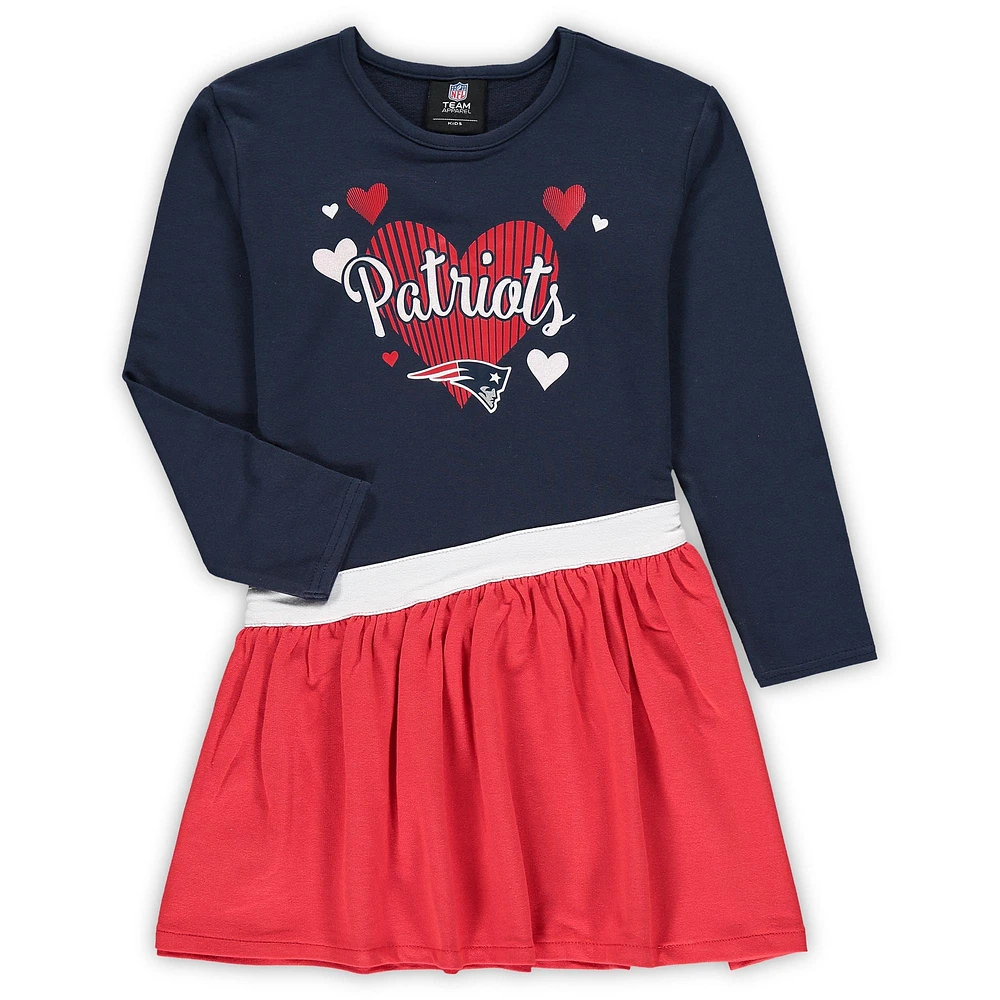 Robe tri-mélange en jersey All Hearts des New England Patriots pour filles d'âge préscolaire